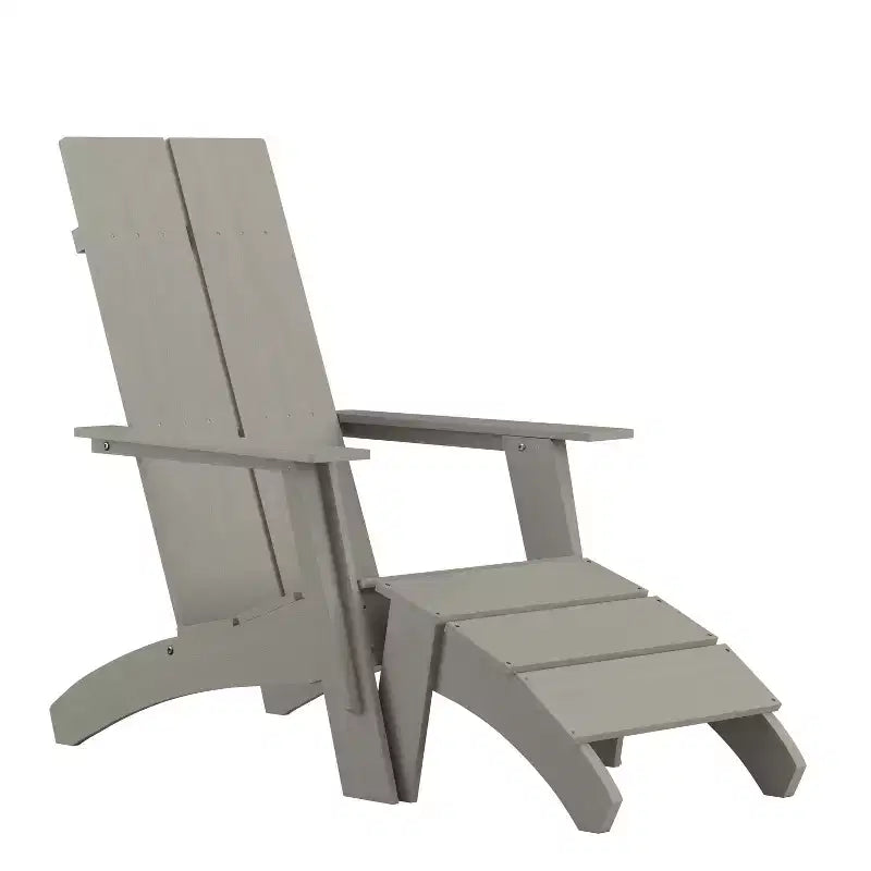 Fauteuil et repose-pieds de style Adirondack modernes à 2 lattes Emma et Oliver pour l'intérieur/extérieur
