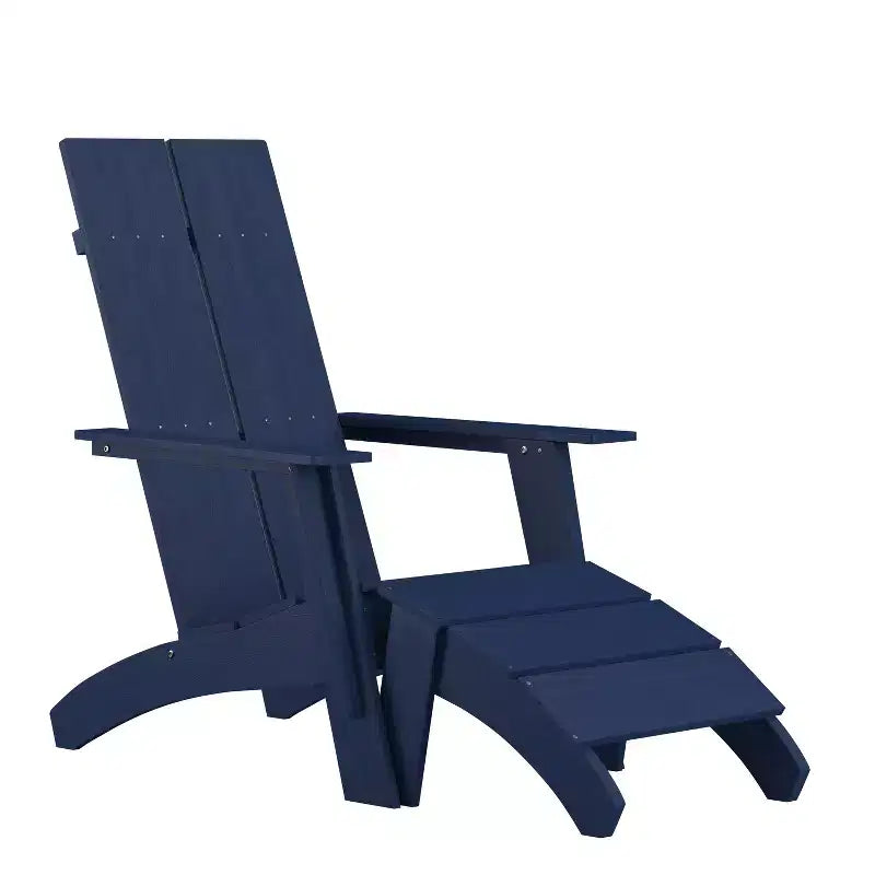 Fauteuil et repose-pieds de style Adirondack modernes à 2 lattes Emma et Oliver pour l'intérieur/extérieur