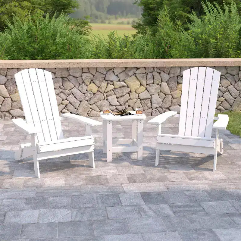 Set di 2 sedie Adirondack pieghevoli Emma e Oliver per interni/esterni con tavolino laterale