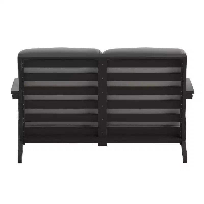 Flash Furniture Charlestown, divanetto da esterni in poliresina effetto legno Adirondack con seduta profonda e cuscini, resistente a tutte le condizioni atmosferiche