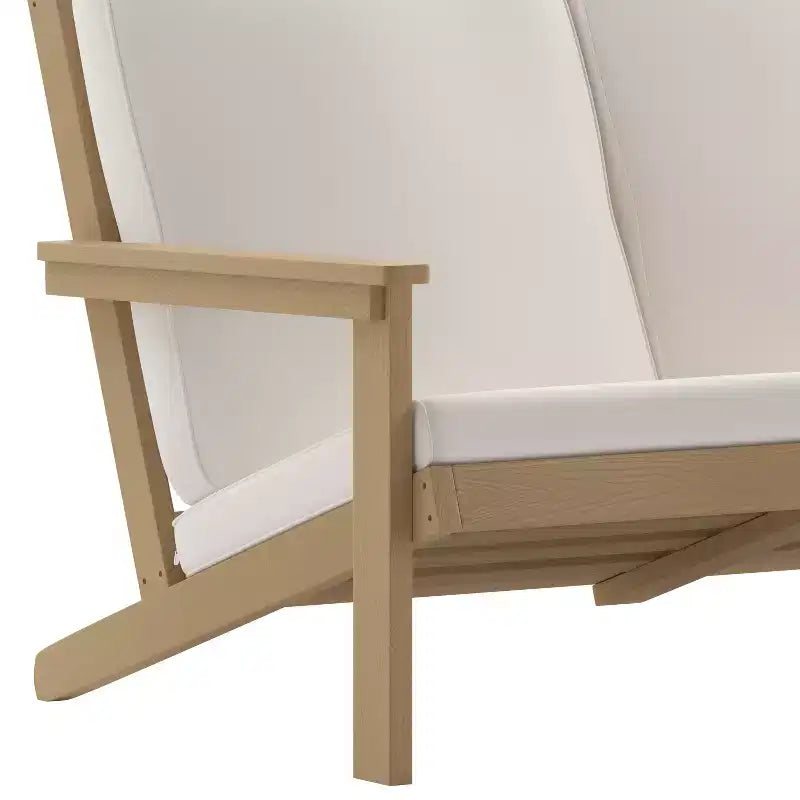 Flash Furniture Charlestown, divanetto da esterni in poliresina effetto legno Adirondack con seduta profonda e cuscini, resistente a tutte le condizioni atmosferiche