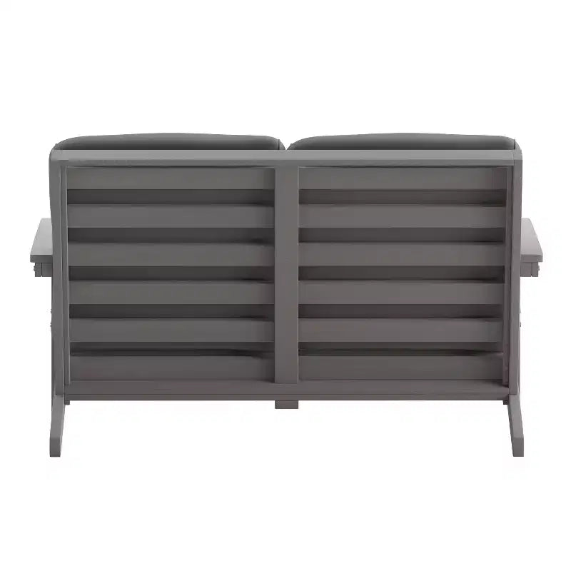 Flash Furniture Charlestown, divanetto da esterni in poliresina effetto legno Adirondack con seduta profonda e cuscini, resistente a tutte le condizioni atmosferiche