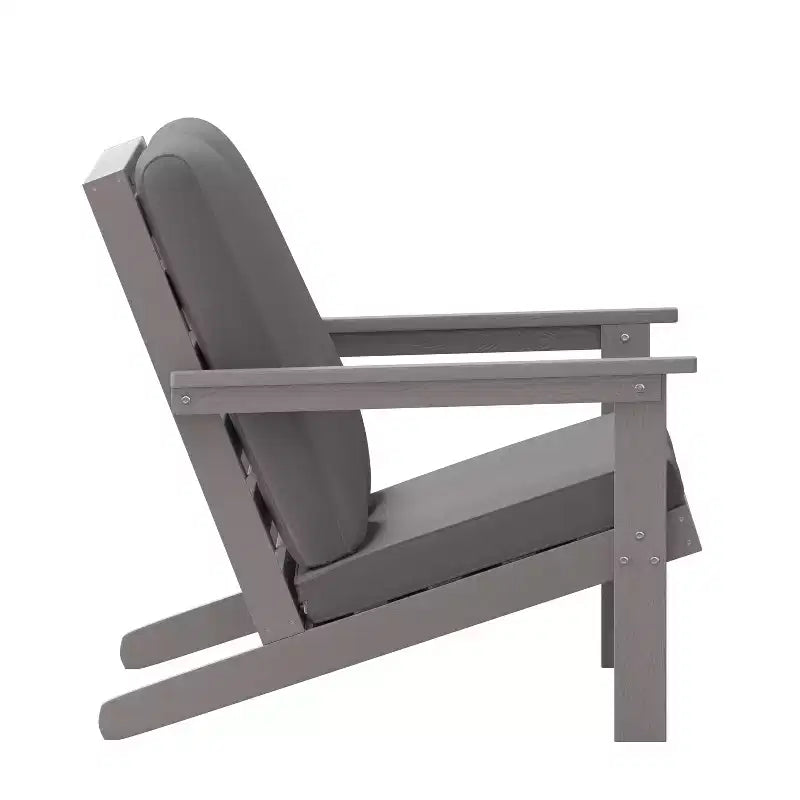 Flash Furniture Charlestown, divanetto da esterni in poliresina effetto legno Adirondack con seduta profonda e cuscini, resistente a tutte le condizioni atmosferiche