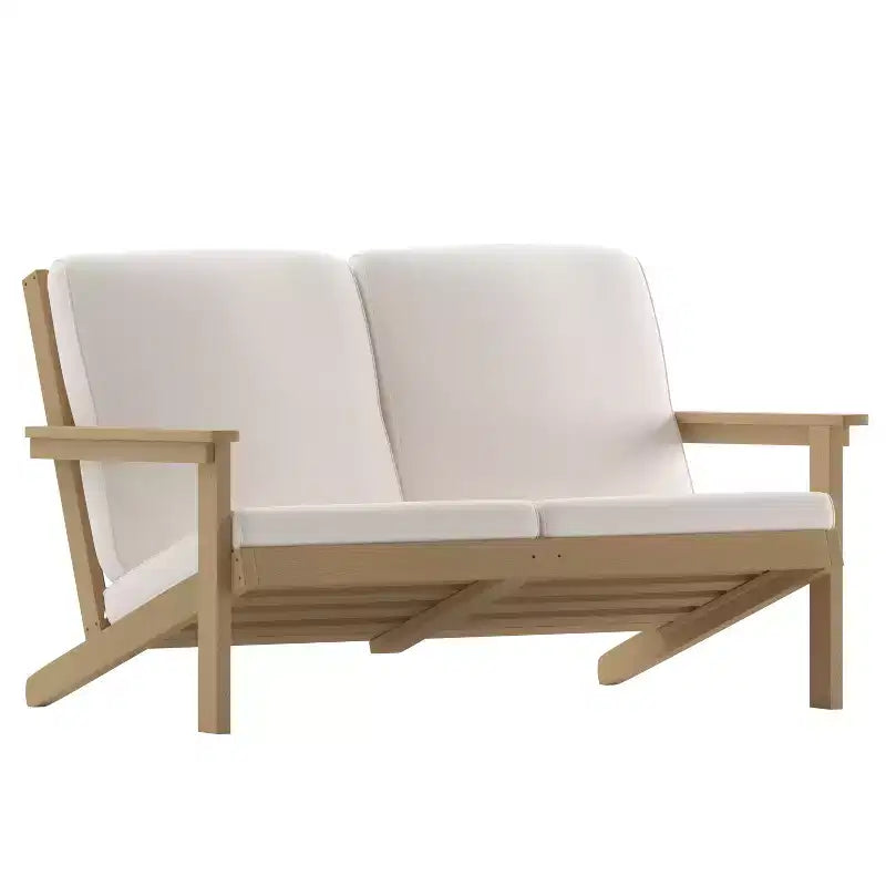 Causeuse de patio Charlestown en polyrésine toutes saisons de style Adirondack avec coussins de Flash Furniture