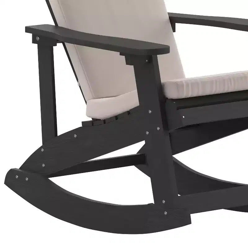 Flash Furniture Savannah Set di 2 Sedie a Dondolo Adirondack in Legno di Poliresina per Tutte le Stagioni con Cuscini per Terrazzo, Portico e Patio