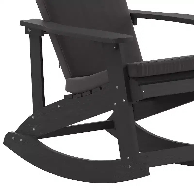 Flash Furniture Savannah Set di 2 Sedie a Dondolo Adirondack in Legno di Poliresina per Tutte le Stagioni con Cuscini per Terrazzo, Portico e Patio