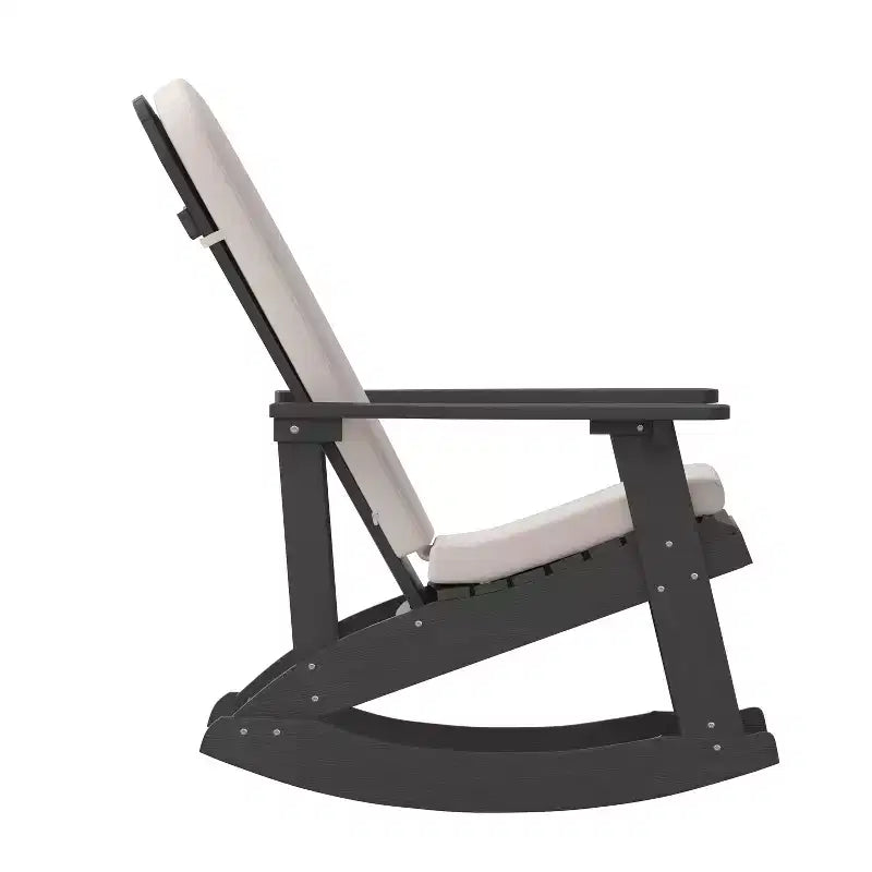 Flash Furniture Savannah Set di 2 Sedie a Dondolo Adirondack in Legno di Poliresina per Tutte le Stagioni con Cuscini per Terrazzo, Portico e Patio
