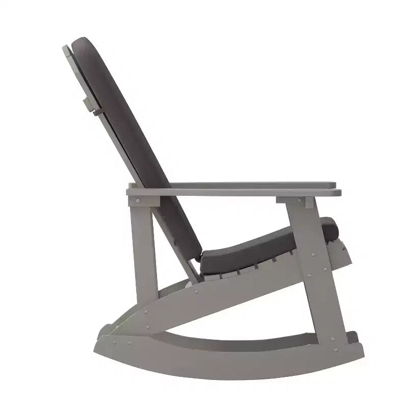 Flash Furniture Savannah Set di 2 Sedie a Dondolo Adirondack in Legno di Poliresina per Tutte le Stagioni con Cuscini per Terrazzo, Portico e Patio