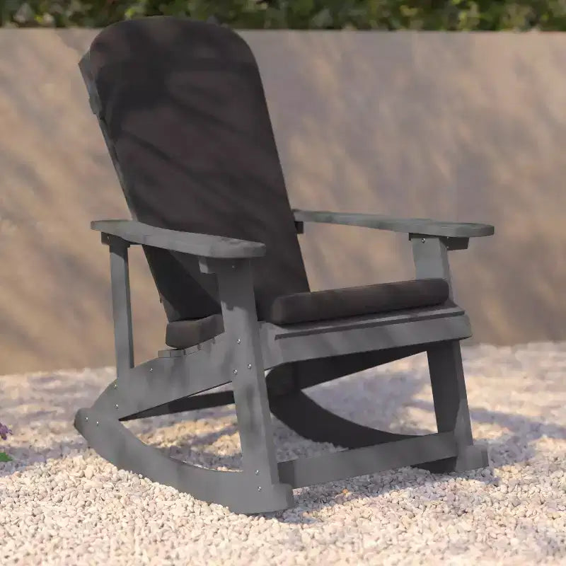 Flash Furniture Savannah Set di 2 Sedie a Dondolo Adirondack in Legno di Poliresina per Tutte le Stagioni con Cuscini per Terrazzo, Portico e Patio