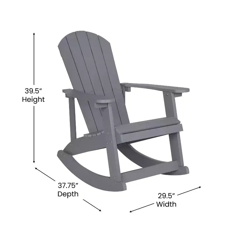 Flash Furniture Savannah Set di 2 Sedie a Dondolo Adirondack in Legno di Poliresina per Tutte le Stagioni con Cuscini per Terrazzo, Portico e Patio