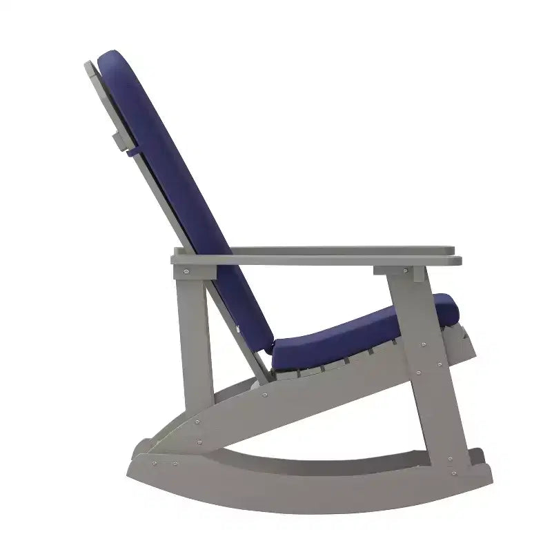Flash Furniture Savannah Set di 2 Sedie a Dondolo Adirondack in Legno di Poliresina per Tutte le Stagioni con Cuscini per Terrazzo, Portico e Patio
