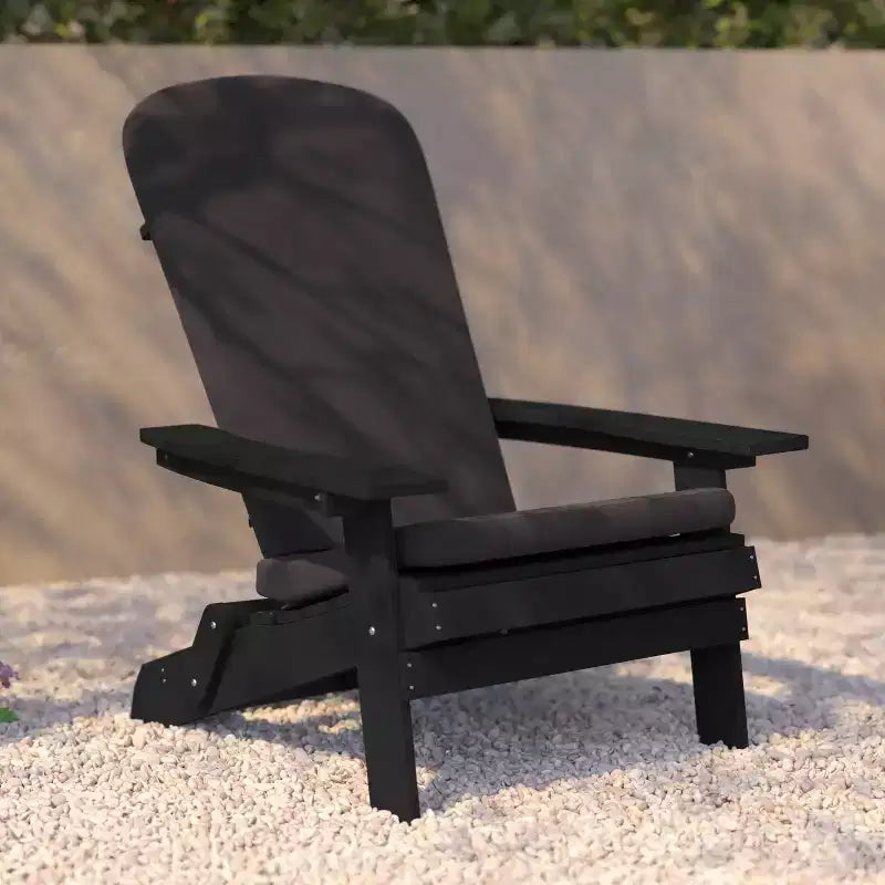 Flash Furniture Charlestown Set di 2 Sedie Adirondack Pieghevoli per Interni/Esterni in Poliresina per Tutte le Stagioni con Cuscini per Terrazza, Portico e Patio