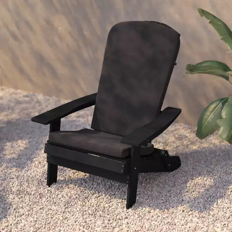 Flash Furniture Charlestown Set di 2 Sedie Adirondack Pieghevoli per Interni/Esterni in Poliresina per Tutte le Stagioni con Cuscini per Terrazza, Portico e Patio