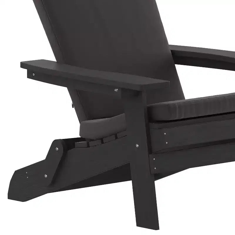 Flash Furniture Charlestown Set di 2 Sedie Adirondack Pieghevoli per Interni/Esterni in Poliresina per Tutte le Stagioni con Cuscini per Terrazza, Portico e Patio