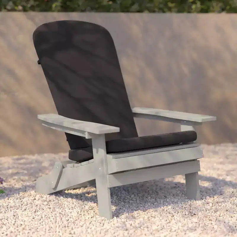 Flash Furniture Charlestown Set di 2 Sedie Adirondack Pieghevoli per Interni/Esterni in Poliresina per Tutte le Stagioni con Cuscini per Terrazza, Portico e Patio
