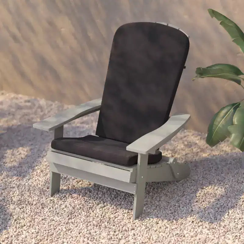 Flash Furniture Charlestown Set di 2 Sedie Adirondack Pieghevoli per Interni/Esterni in Poliresina per Tutte le Stagioni con Cuscini per Terrazza, Portico e Patio