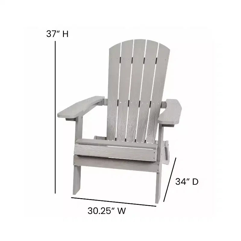 Flash Furniture Charlestown Set di 2 Sedie Adirondack Pieghevoli per Interni/Esterni in Poliresina per Tutte le Stagioni con Cuscini per Terrazza, Portico e Patio
