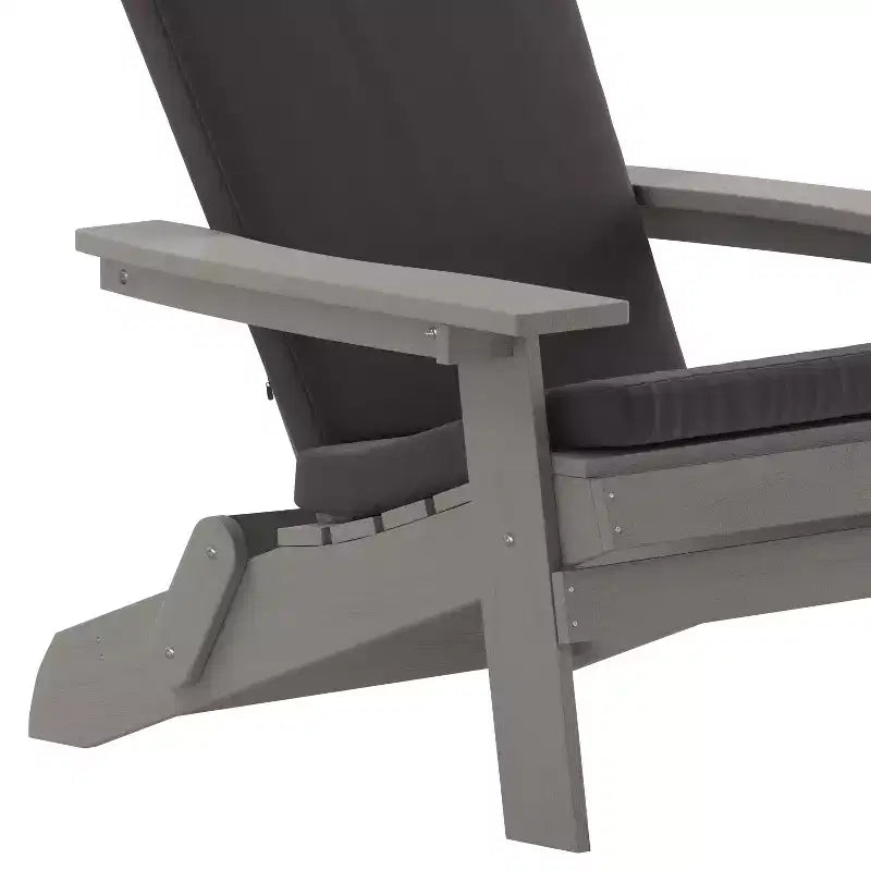 Flash Furniture Charlestown Set di 2 Sedie Adirondack Pieghevoli per Interni/Esterni in Poliresina per Tutte le Stagioni con Cuscini per Terrazza, Portico e Patio