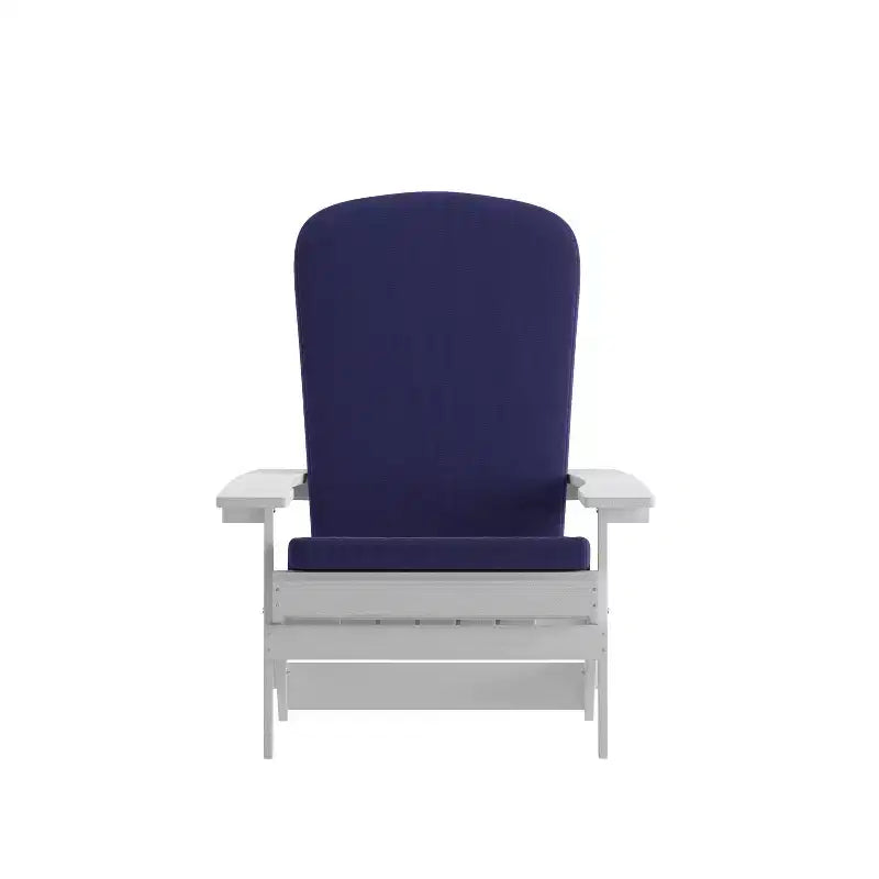 Flash Furniture Charlestown Set di 2 Sedie Adirondack Pieghevoli per Interni/Esterni in Poliresina per Tutte le Stagioni con Cuscini per Terrazza, Portico e Patio