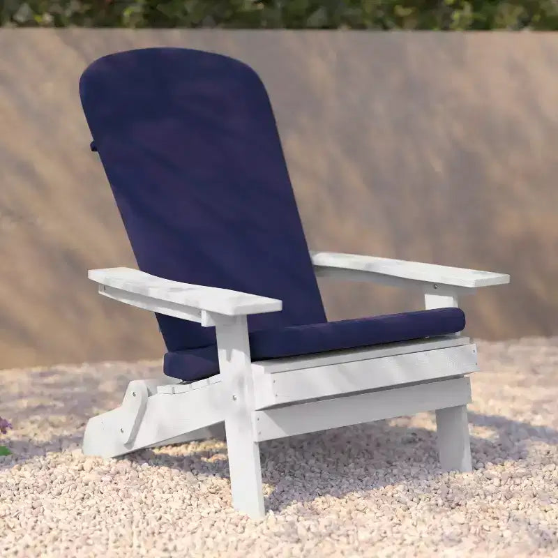 Flash Furniture Charlestown Set di 2 Sedie Adirondack Pieghevoli per Interni/Esterni in Poliresina per Tutte le Stagioni con Cuscini per Terrazza, Portico e Patio