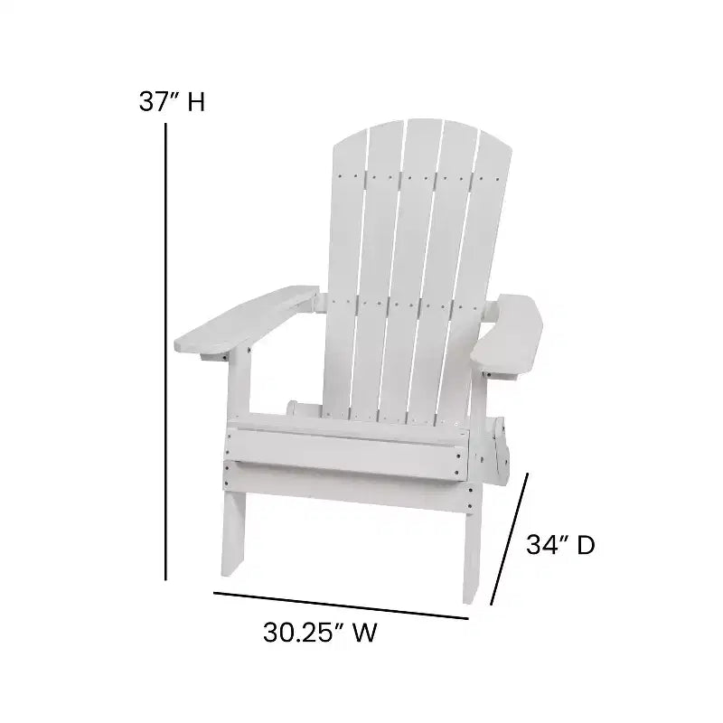 Flash Furniture Charlestown Set di 2 Sedie Adirondack Pieghevoli per Interni/Esterni in Poliresina per Tutte le Stagioni con Cuscini per Terrazza, Portico e Patio