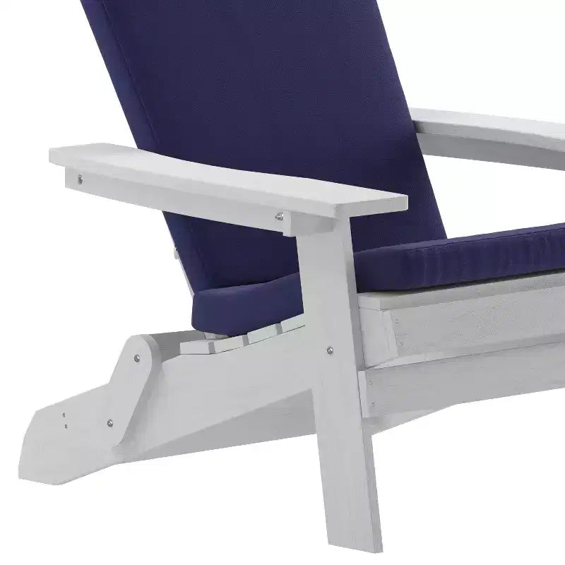 Flash Furniture Charlestown Set di 2 Sedie Adirondack Pieghevoli per Interni/Esterni in Poliresina per Tutte le Stagioni con Cuscini per Terrazza, Portico e Patio