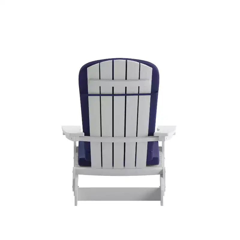Flash Furniture Charlestown Set di 2 Sedie Adirondack Pieghevoli per Interni/Esterni in Poliresina per Tutte le Stagioni con Cuscini per Terrazza, Portico e Patio