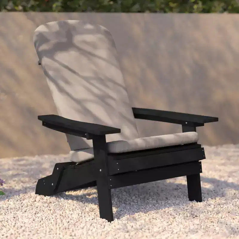Flash Furniture Charlestown Set di 2 Sedie Adirondack Pieghevoli per Interni/Esterni in Poliresina per Tutte le Stagioni con Cuscini per Terrazza, Portico e Patio