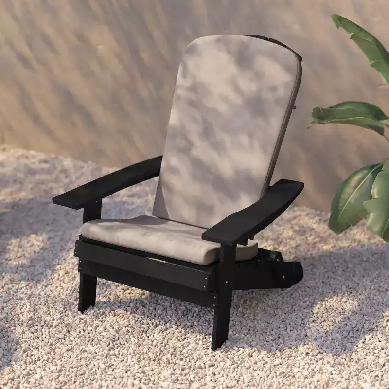 Flash Furniture Charlestown Set di 2 Sedie Adirondack Pieghevoli per Interni/Esterni in Poliresina per Tutte le Stagioni con Cuscini per Terrazza, Portico e Patio