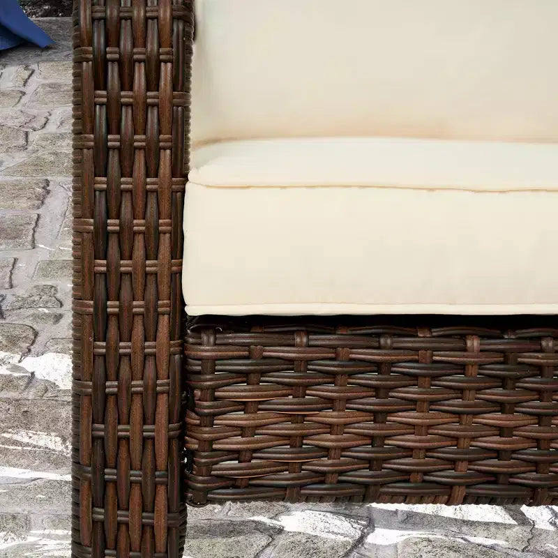Sedia Adirondack Outsunny da Esterno con Rattan Intrecciato Resistente alle Intemperie, Cuscini Morbidi, Schienale Alto Curvo per Terrazzo o Giardino