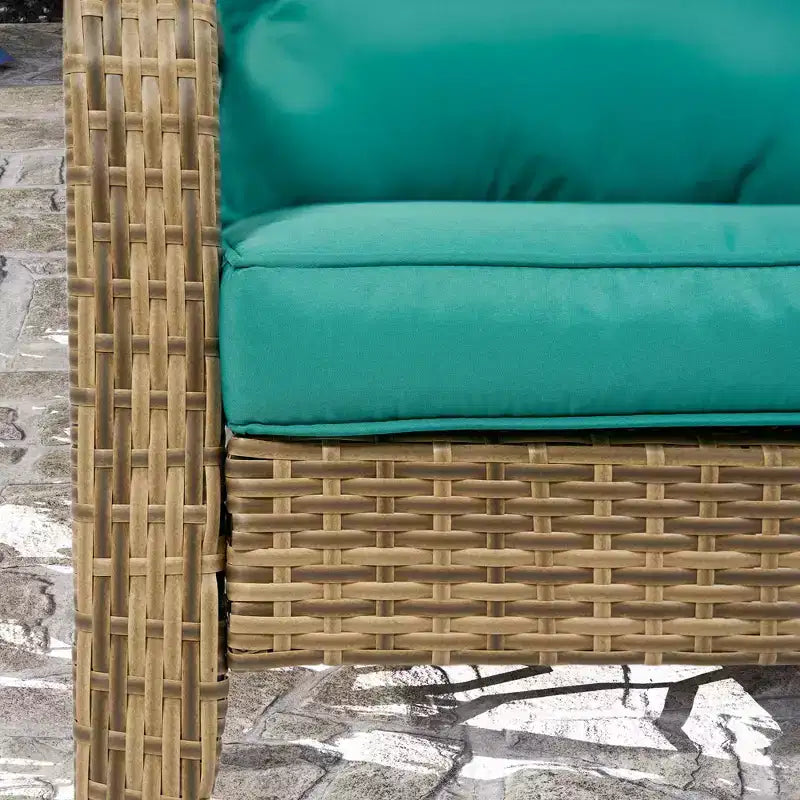 Sedia Adirondack Outsunny da Esterno con Rattan Intrecciato Resistente alle Intemperie, Cuscini Morbidi, Schienale Alto Curvo per Terrazzo o Giardino