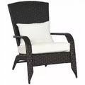 Outsunny Patio Adirondack Chair with All-Weather Rattan Wicker, Soft Cushions, Tall Curved Backrest for Deck or Garden