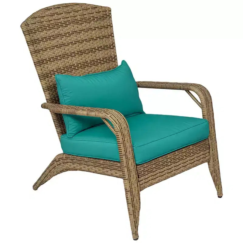 Sedia Adirondack Outsunny da Esterno con Rattan Intrecciato Resistente alle Intemperie, Cuscini Morbidi, Schienale Alto Curvo per Terrazzo o Giardino