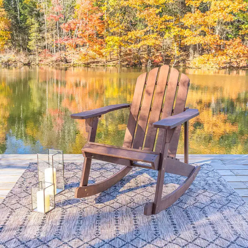 Fauteuil à bascule Adirondack classique en bois d'acacia pour terrasse Kiawah - JONATHAN Y