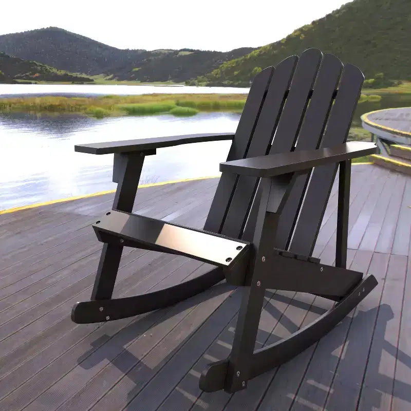Fauteuil à bascule Adirondack classique en bois d'acacia pour terrasse Kiawah - JONATHAN Y