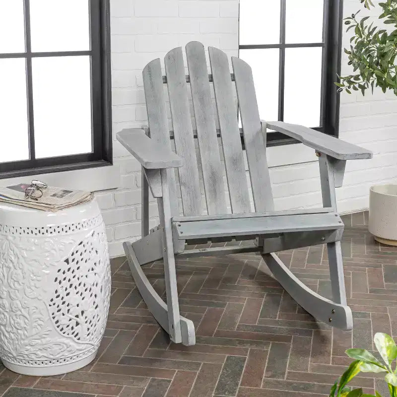 Fauteuil à bascule Adirondack classique en bois d'acacia pour terrasse Kiawah - JONATHAN Y