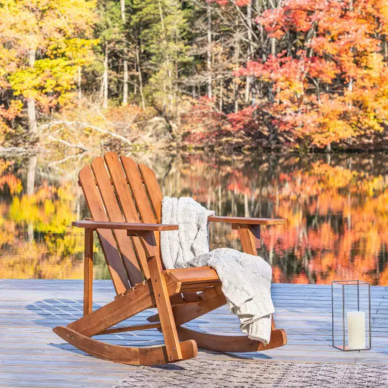Fauteuil à bascule Adirondack classique en bois d'acacia pour terrasse Kiawah - JONATHAN Y