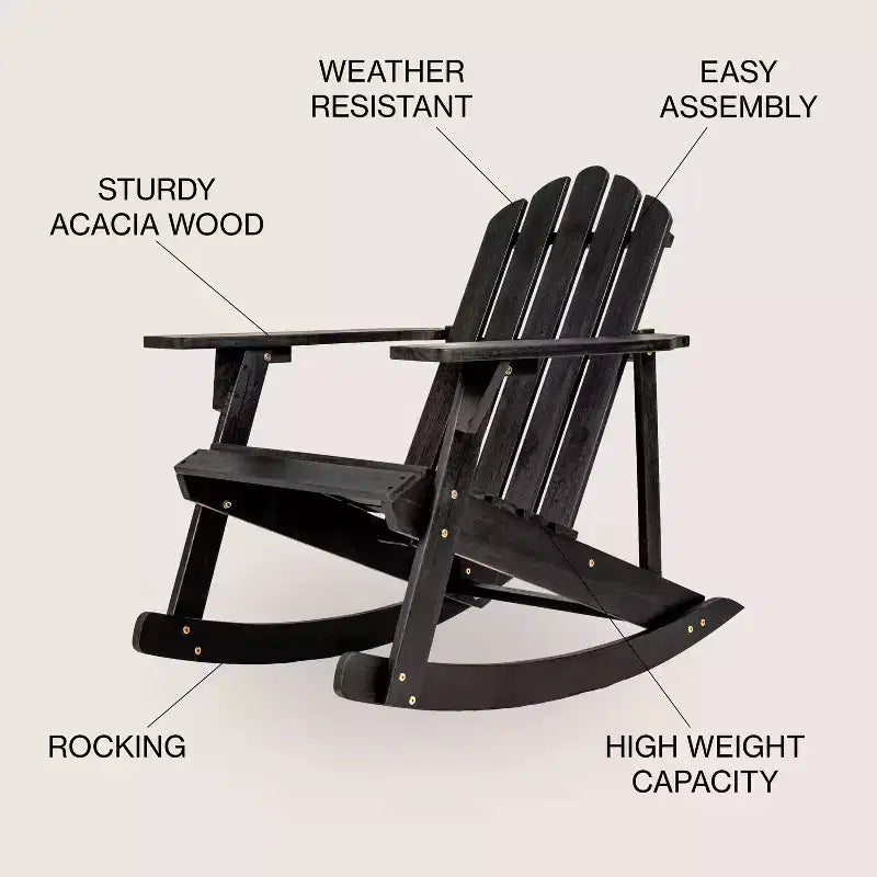 Fauteuil à bascule Adirondack classique en bois d'acacia pour terrasse Kiawah - JONATHAN Y