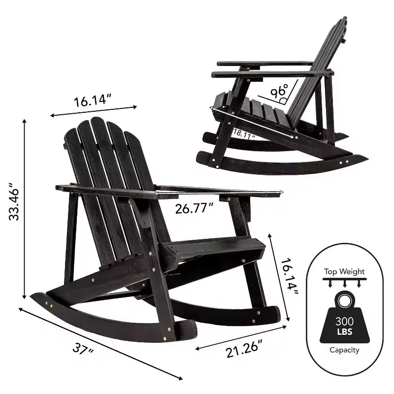 Fauteuil à bascule Adirondack classique en bois d'acacia pour terrasse Kiawah - JONATHAN Y