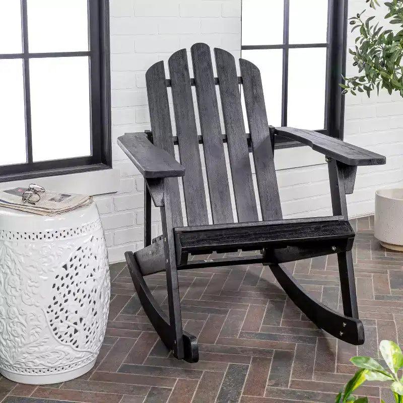 Fauteuil à bascule Adirondack classique en bois d'acacia pour terrasse Kiawah - JONATHAN Y