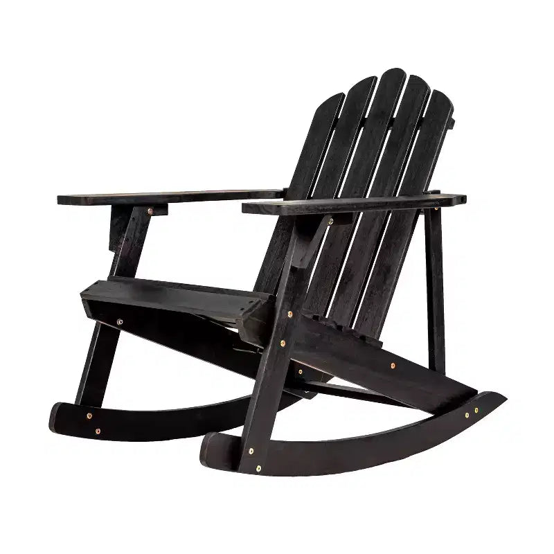 Kiawah Outdoor Patio Classic Acacia Wood Adirondack Rocking Chair -JONATHAN Y