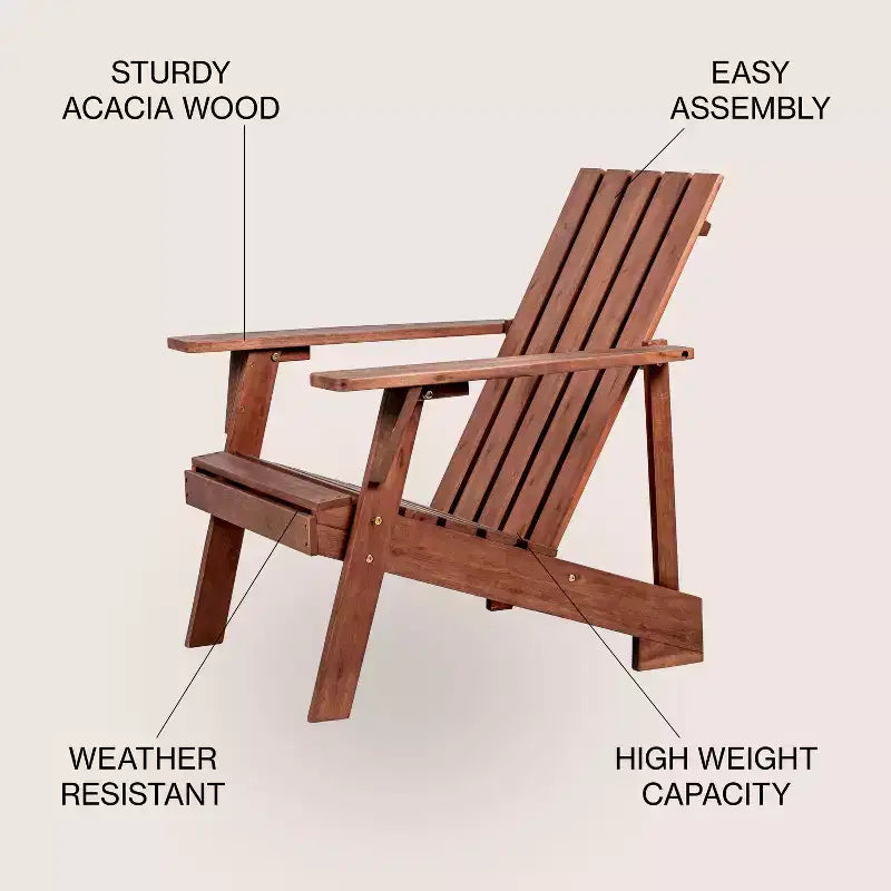 Sedia Adirondack moderna Irving in legno di acacia per esterni - JONATHAN Y