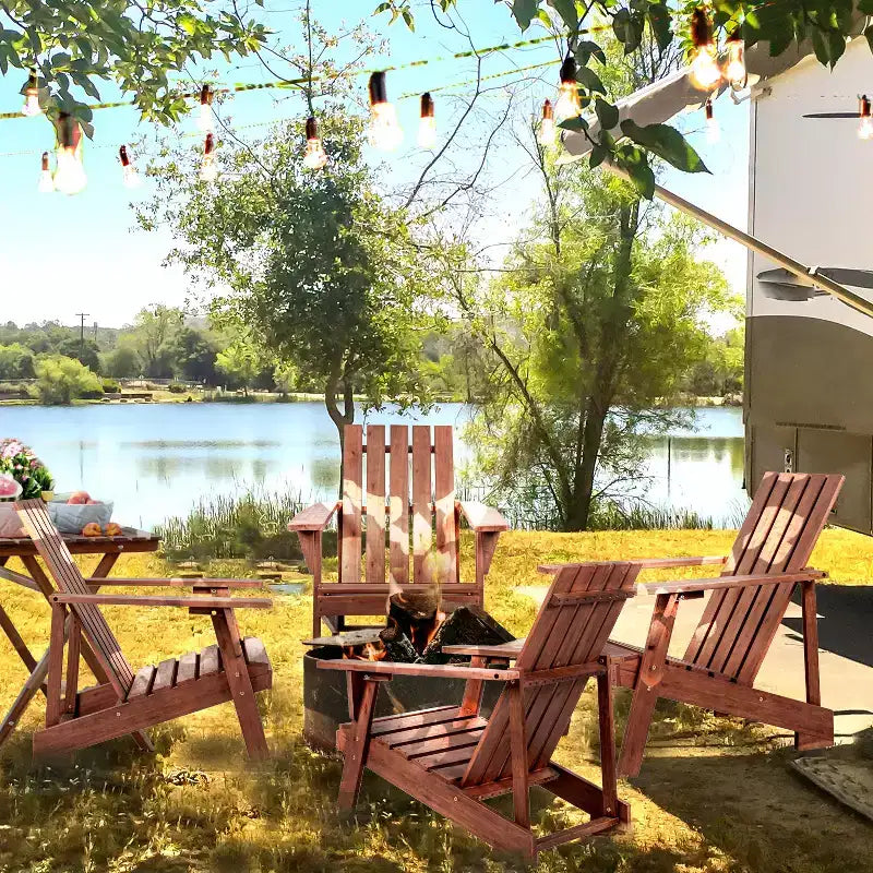 Sedia Adirondack moderna Irving in legno di acacia per esterni - JONATHAN Y