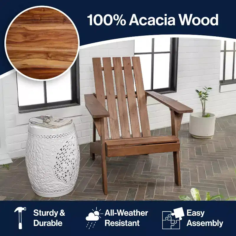 Sedia Adirondack moderna Irving in legno di acacia per esterni - JONATHAN Y