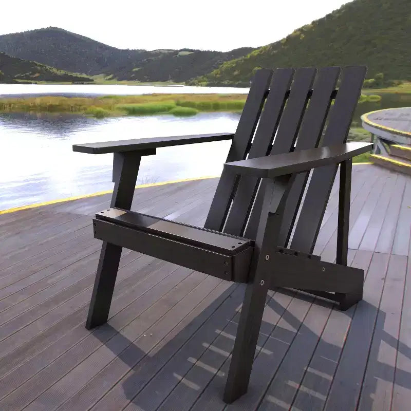 Sedia Adirondack moderna Irving in legno di acacia per esterni - JONATHAN Y