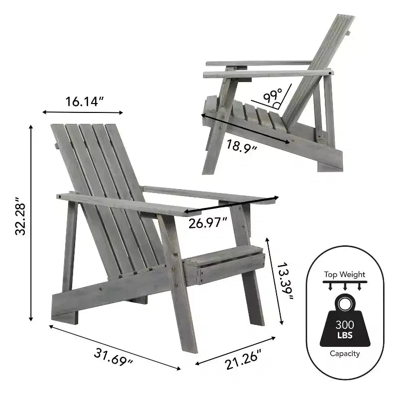 Sedia Adirondack moderna Irving in legno di acacia per esterni - JONATHAN Y