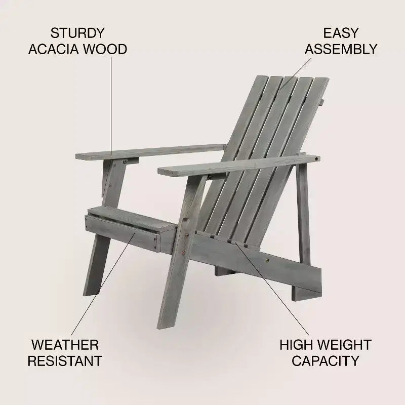 Sedia Adirondack moderna Irving in legno di acacia per esterni - JONATHAN Y