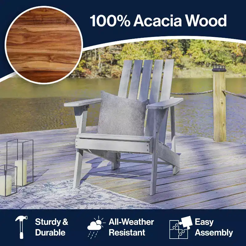 Sedia Adirondack moderna Irving in legno di acacia per esterni - JONATHAN Y