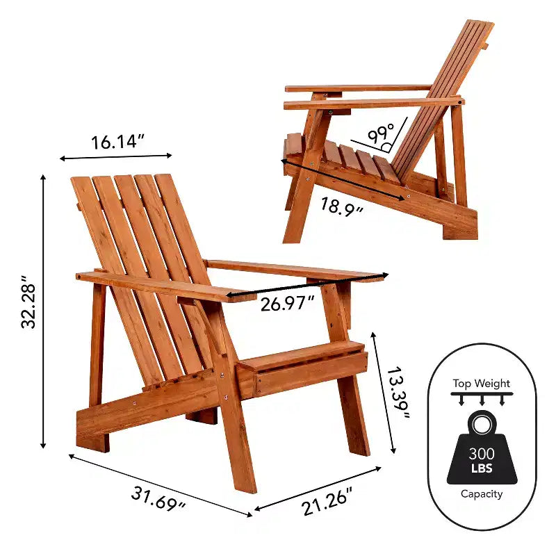 Sedia Adirondack moderna Irving in legno di acacia per esterni - JONATHAN Y