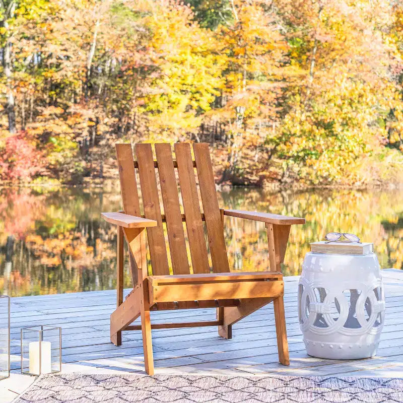Sedia Adirondack moderna Irving in legno di acacia per esterni - JONATHAN Y